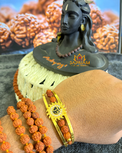 Gold plated Om Sun Rudraksha Bracelet For Men And Women